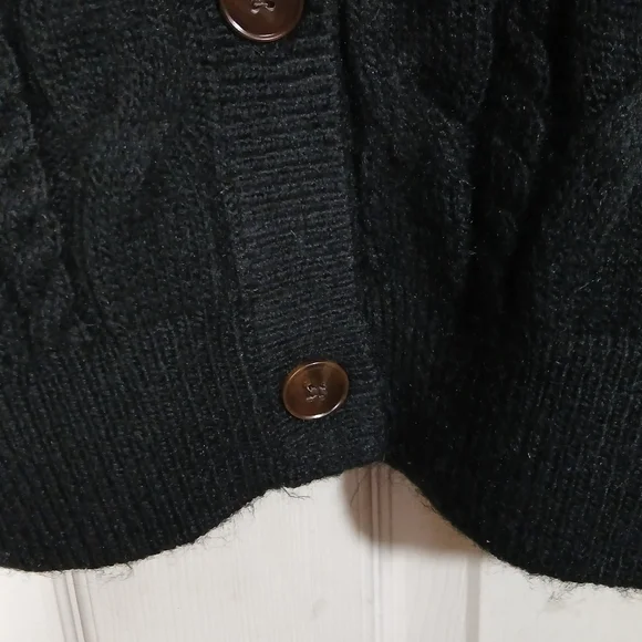 Loft Black Cable Knit Soft Stretch Button Cardigan Medium - Picture 5 of 7